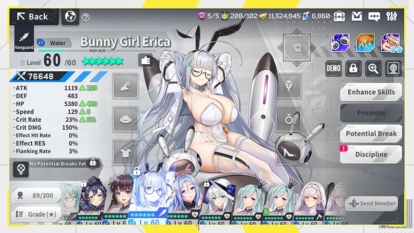 Fiche de personnage Bunny Girl Erica dans Ark Re:Code