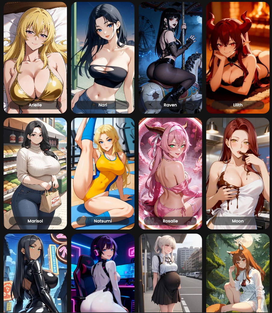 Liste des waifus girls disponibles sur Candy.ai